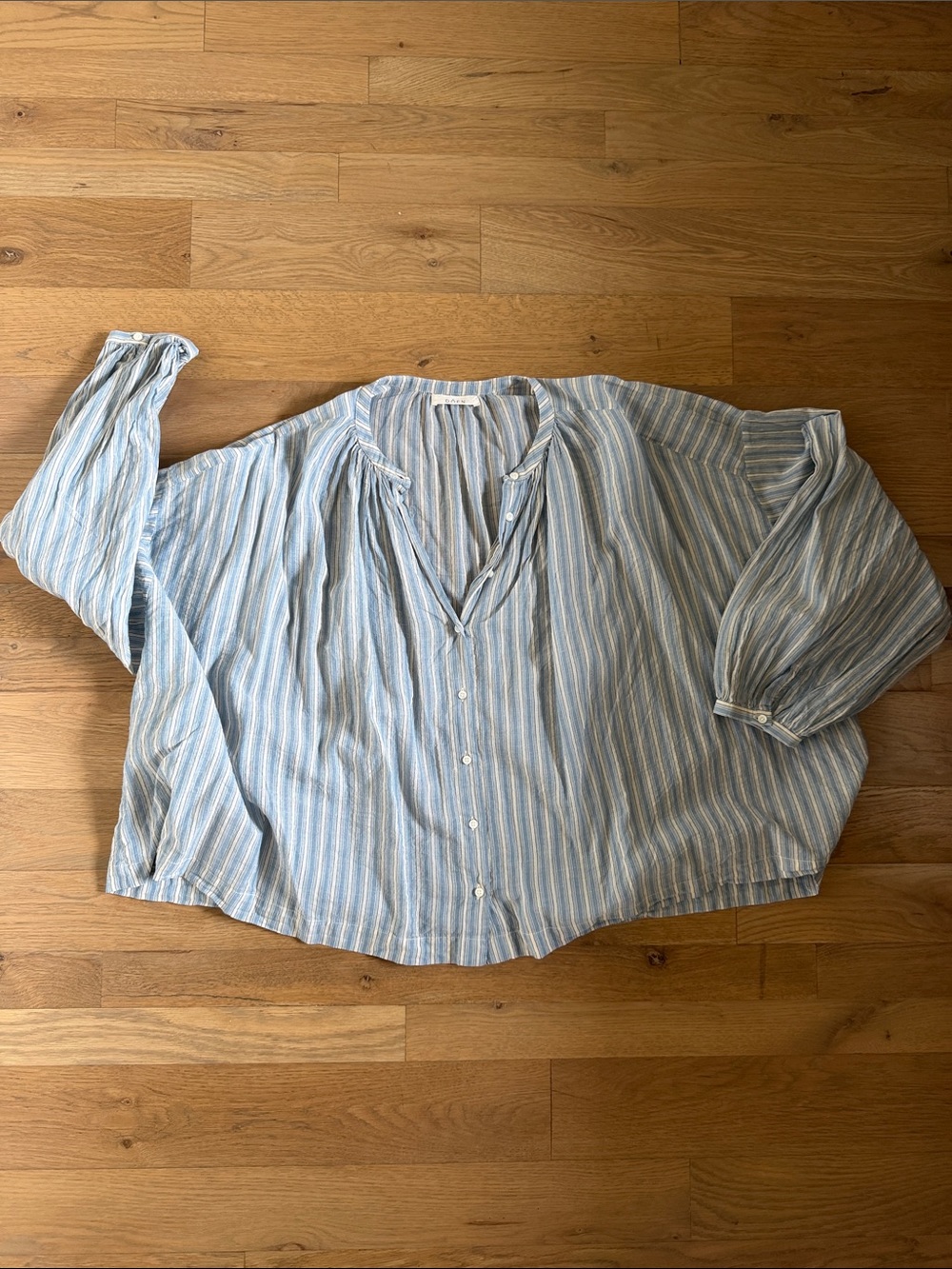 Doen Light Blue and White Striped Women’s Button-Down Shirt